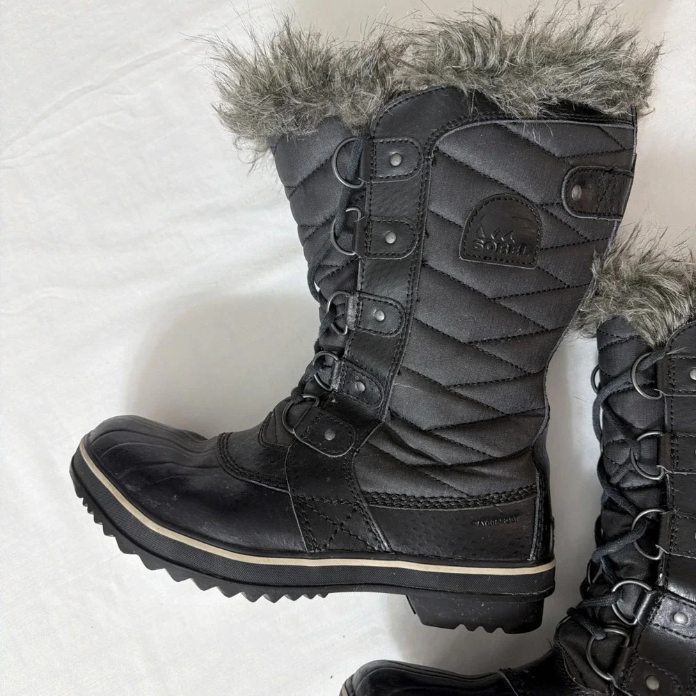 Sorel Women's TOFINO II Waterproof Boots Black US‎ Size 8 Fluffy Clean Shoes Fit